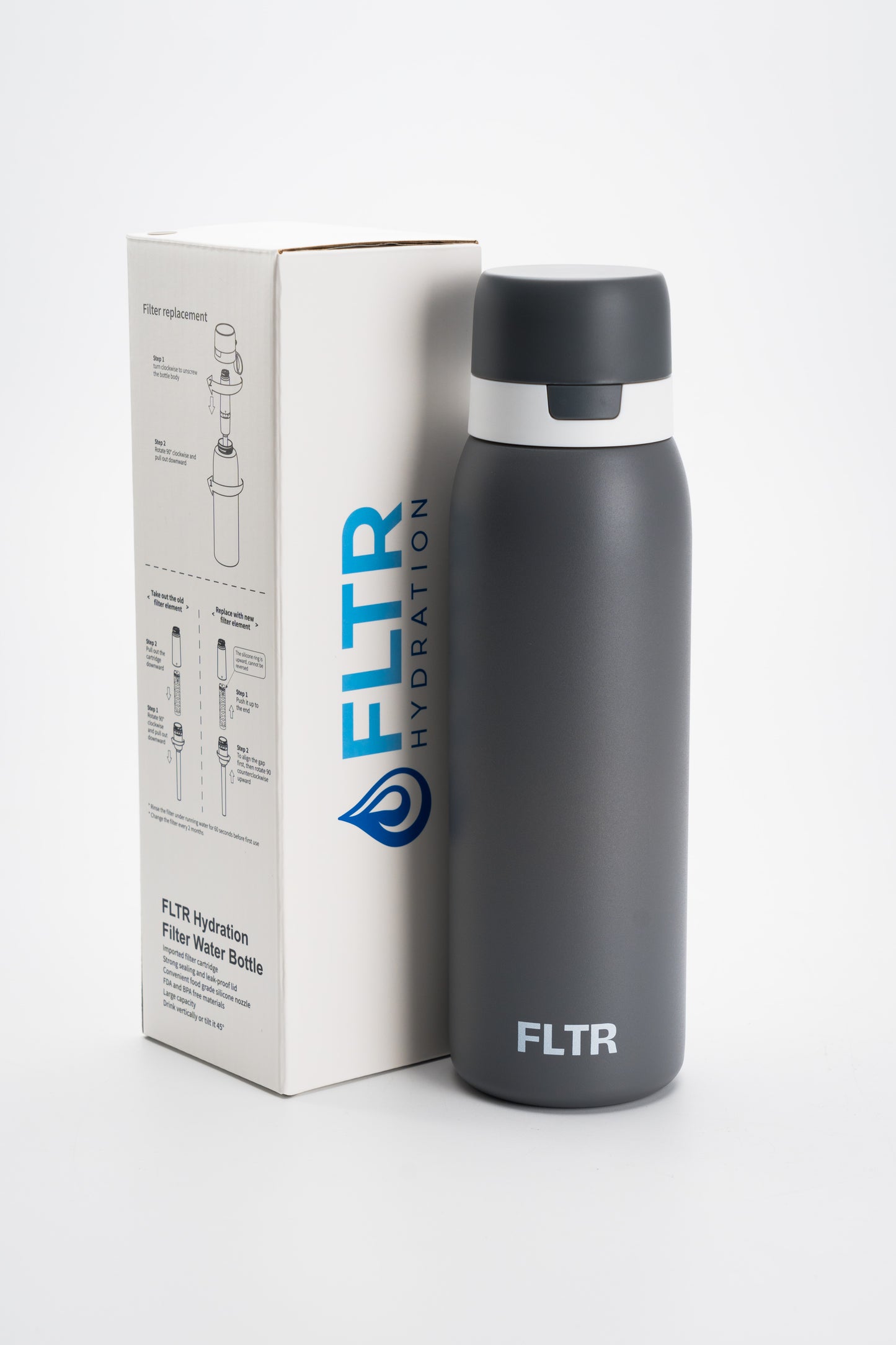 Filter Water Bottle - Steel - FLTR Hydration